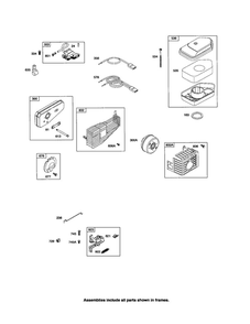 Muffler/Air Cleaner Diagram and Parts List for 10M900 0005-0712 Briggs and Stratton Engine